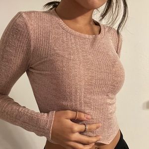 Forever 21 ribbed pink long sleeve
